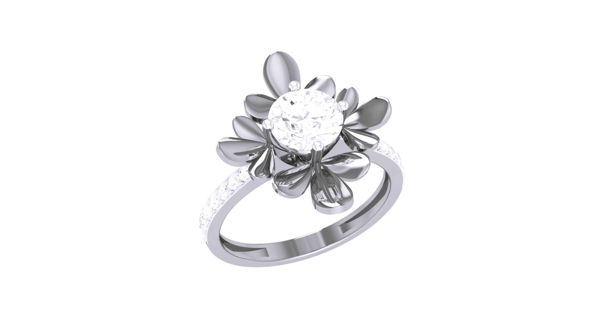 Women Mono Single Diamond Solitaire Ring 3dm stl renders details 3D print model_5