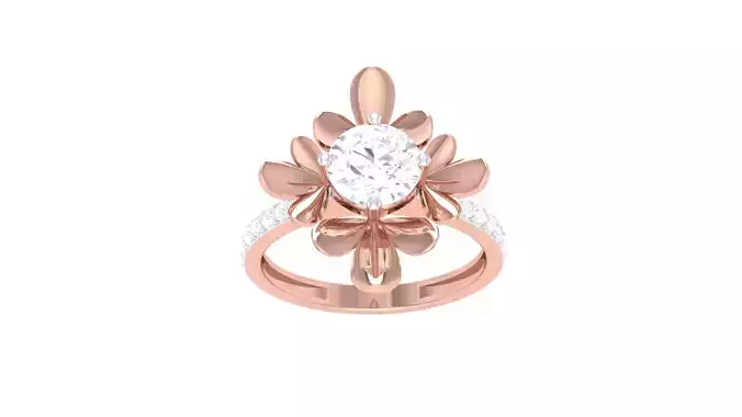 Women Mono Single Diamond Solitaire Ring 3dm stl renders details 3D print model