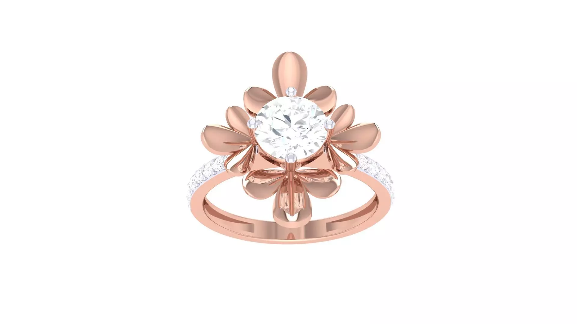 Women Mono Single Diamond Solitaire Ring 3dm stl renders details 3D print model_0