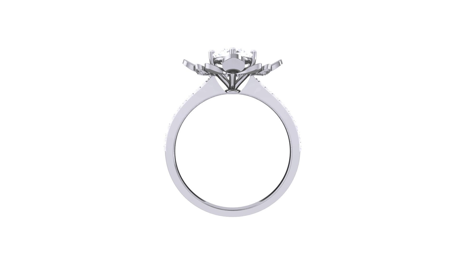 Women Mono Single Diamond Solitaire Ring 3dm stl renders details 3D print model_11