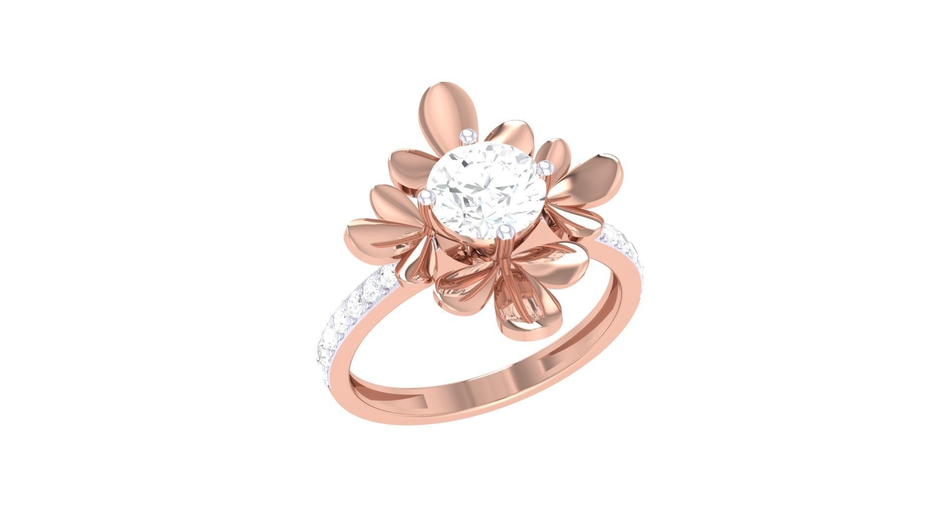 Women Mono Single Diamond Solitaire Ring 3dm stl renders details 3D print model_4