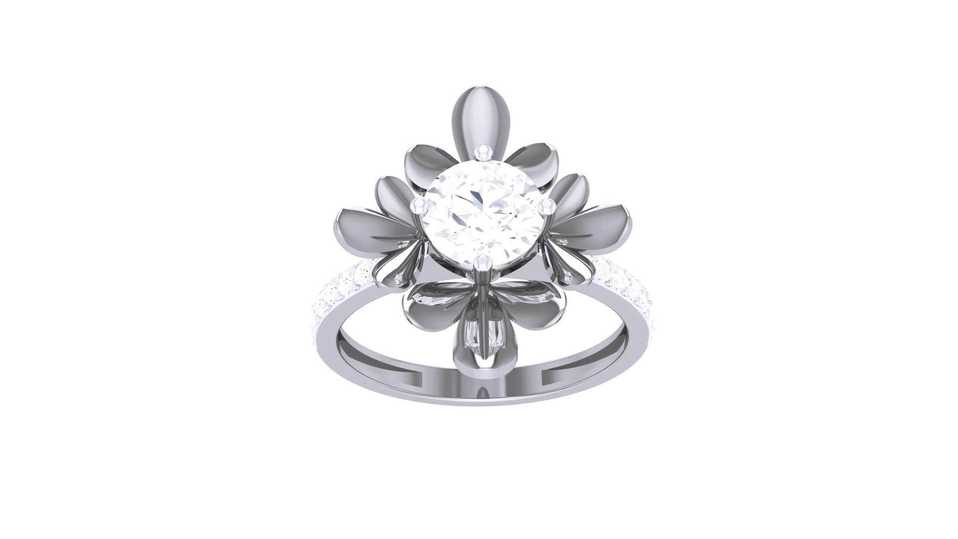 Women Mono Single Diamond Solitaire Ring 3dm stl renders details 3D print model_7