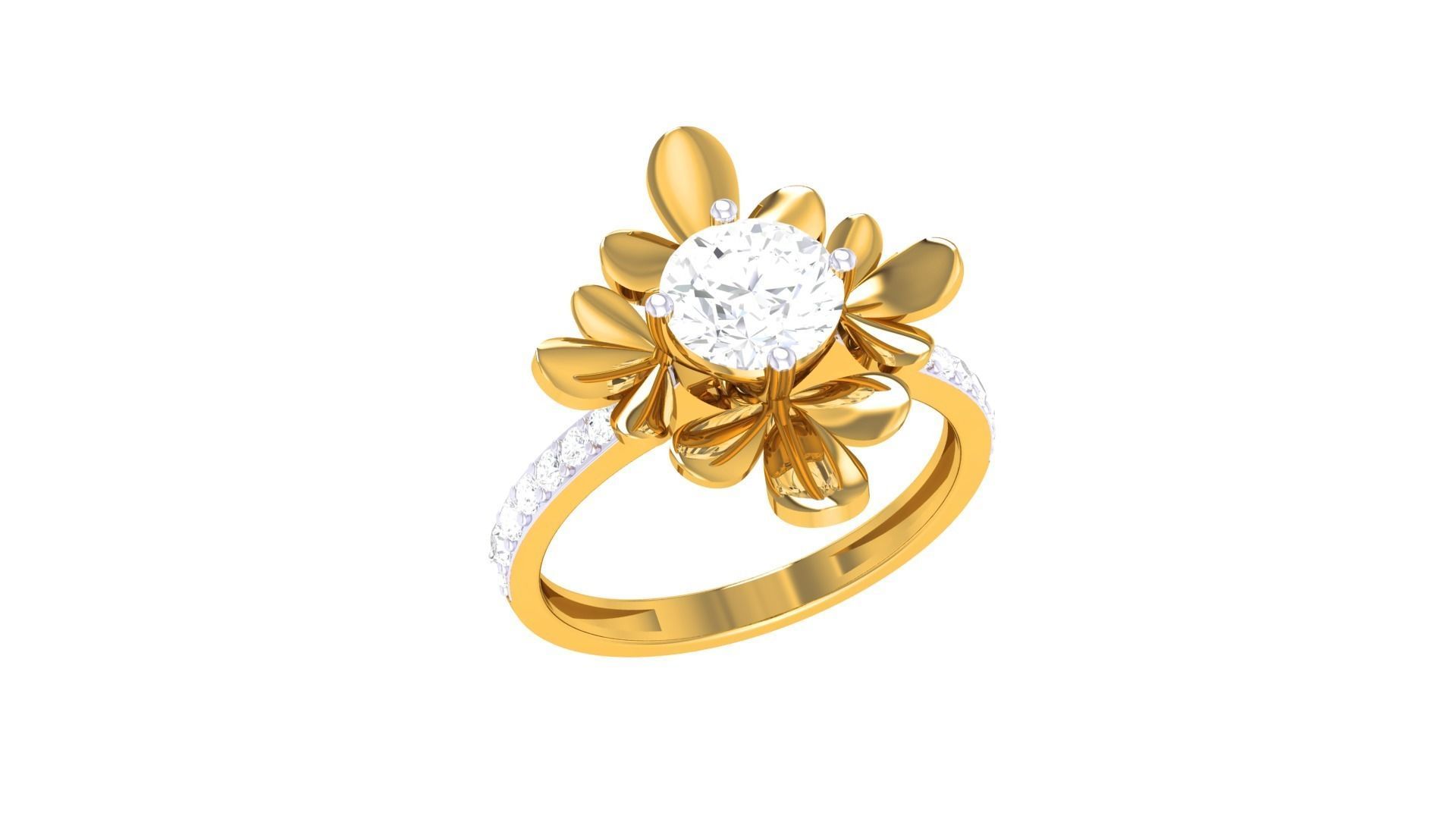 Women Mono Single Diamond Solitaire Ring 3dm stl renders details 3D print model_6