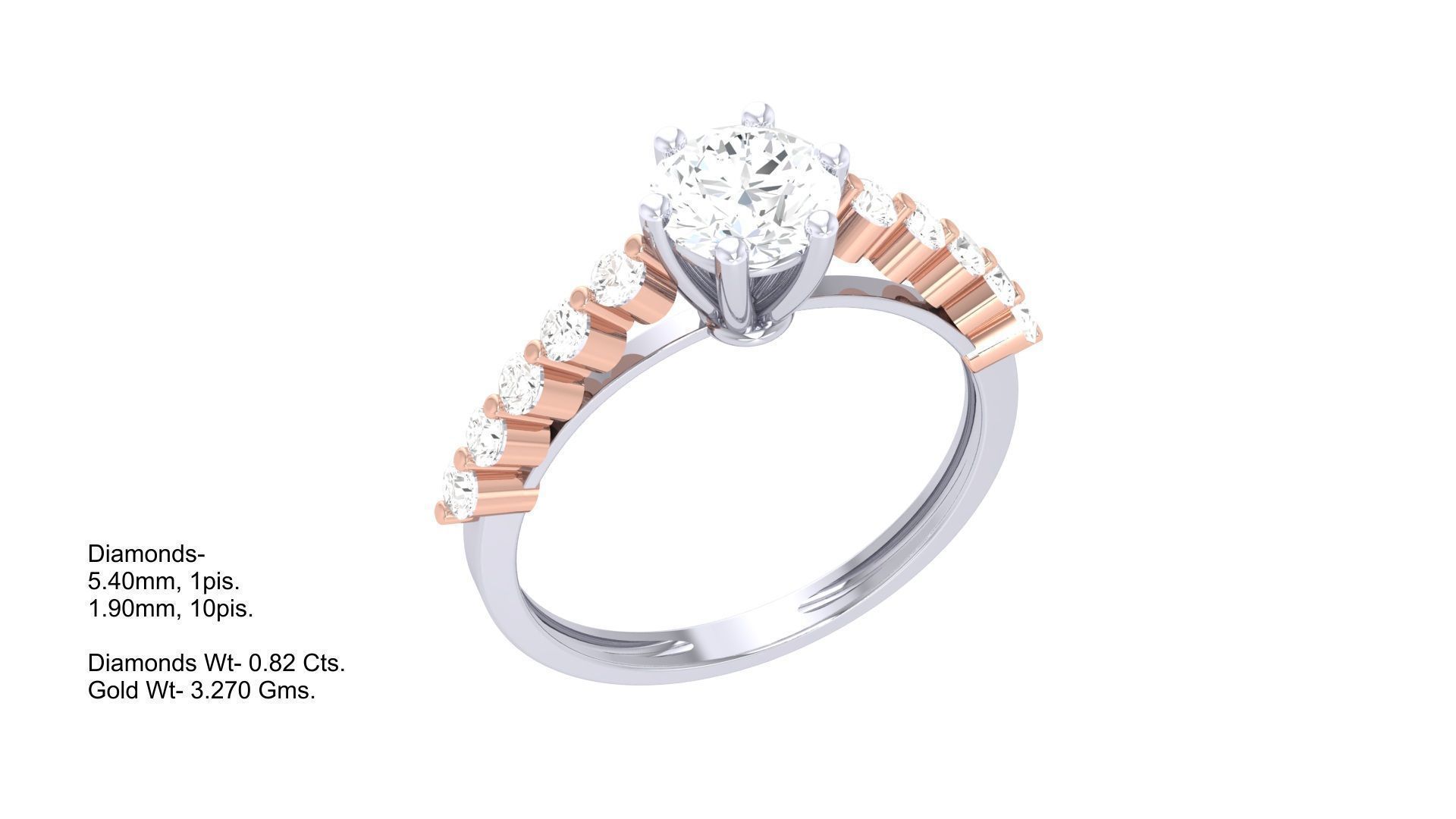 Women Solitaire Ring 3dm stl 3mf mtl gltf glb obj render detail 3D print model_1