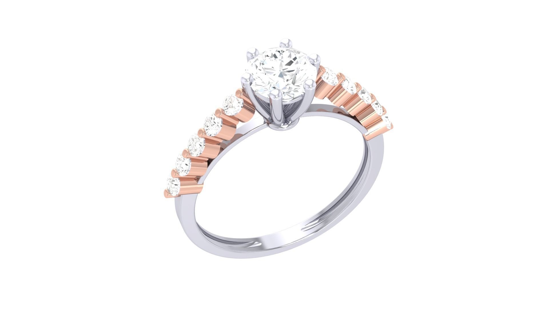 Women Solitaire Ring 3dm stl 3mf mtl gltf glb obj render detail 3D print model_2