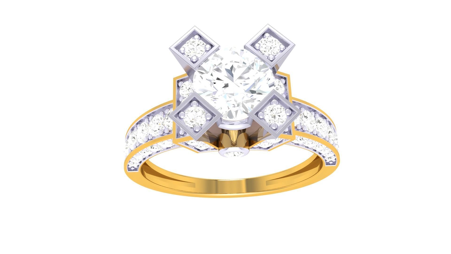 Women Solitaire Ring 3dm stl 3mf mtl gltf glb obj render detail 3D print model_8