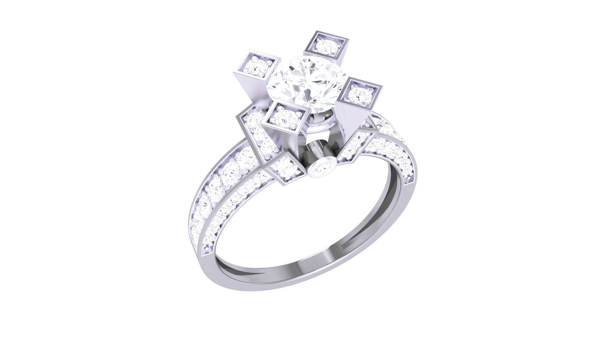 Women Solitaire Ring 3dm stl 3mf mtl gltf glb obj render detail 3D print model_5