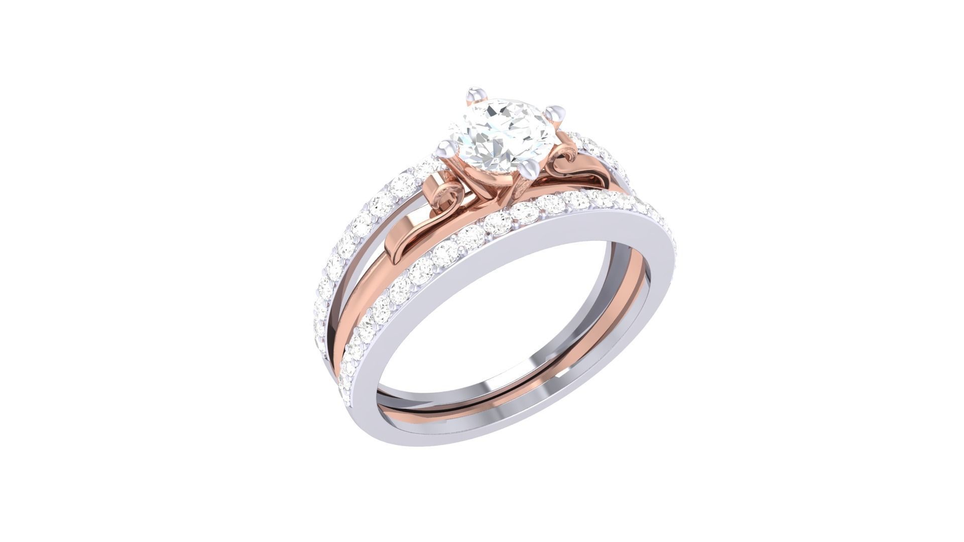 Women Solitaire Ring 3dm stl 3mf mtl gltf glb obj render detail 3D print model_5