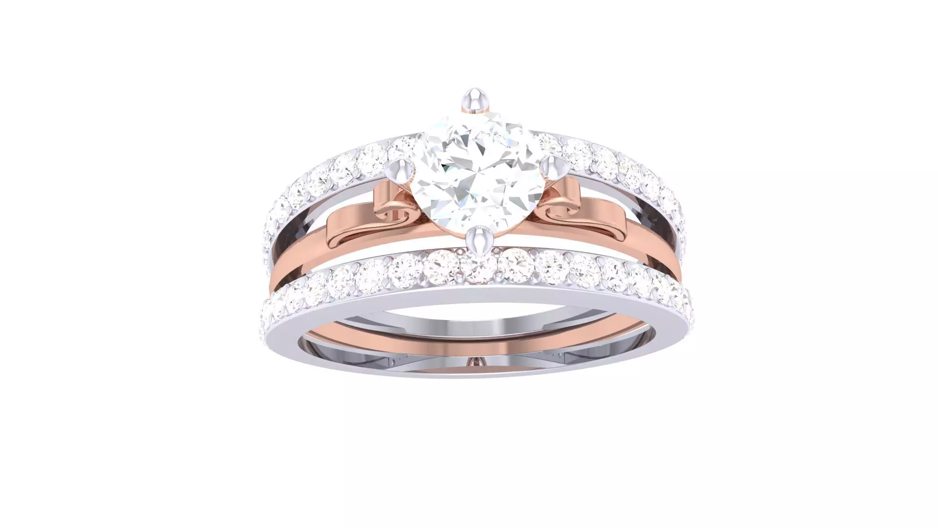 Women Solitaire Ring 3dm stl 3mf mtl gltf glb obj render detail 3D print model_0