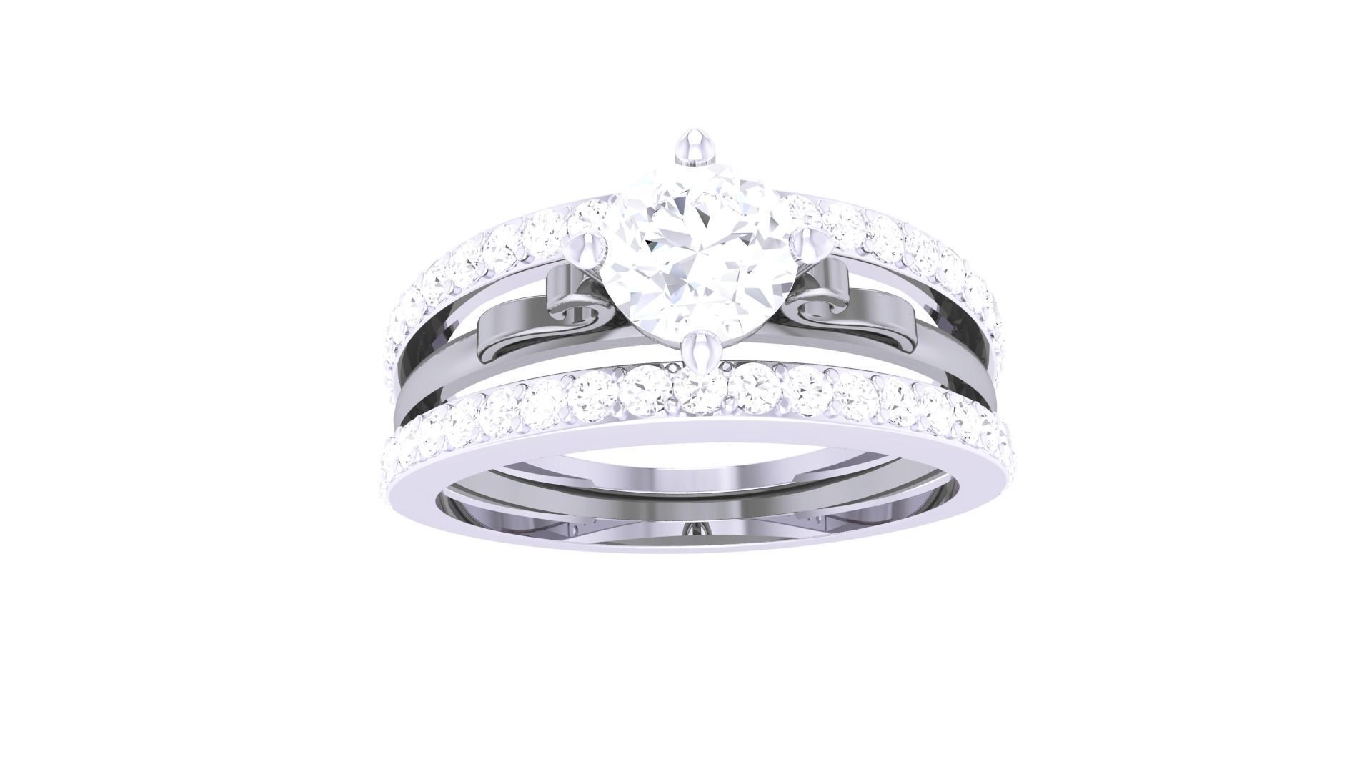 Women Solitaire Ring 3dm stl 3mf mtl gltf glb obj render detail 3D print model_8