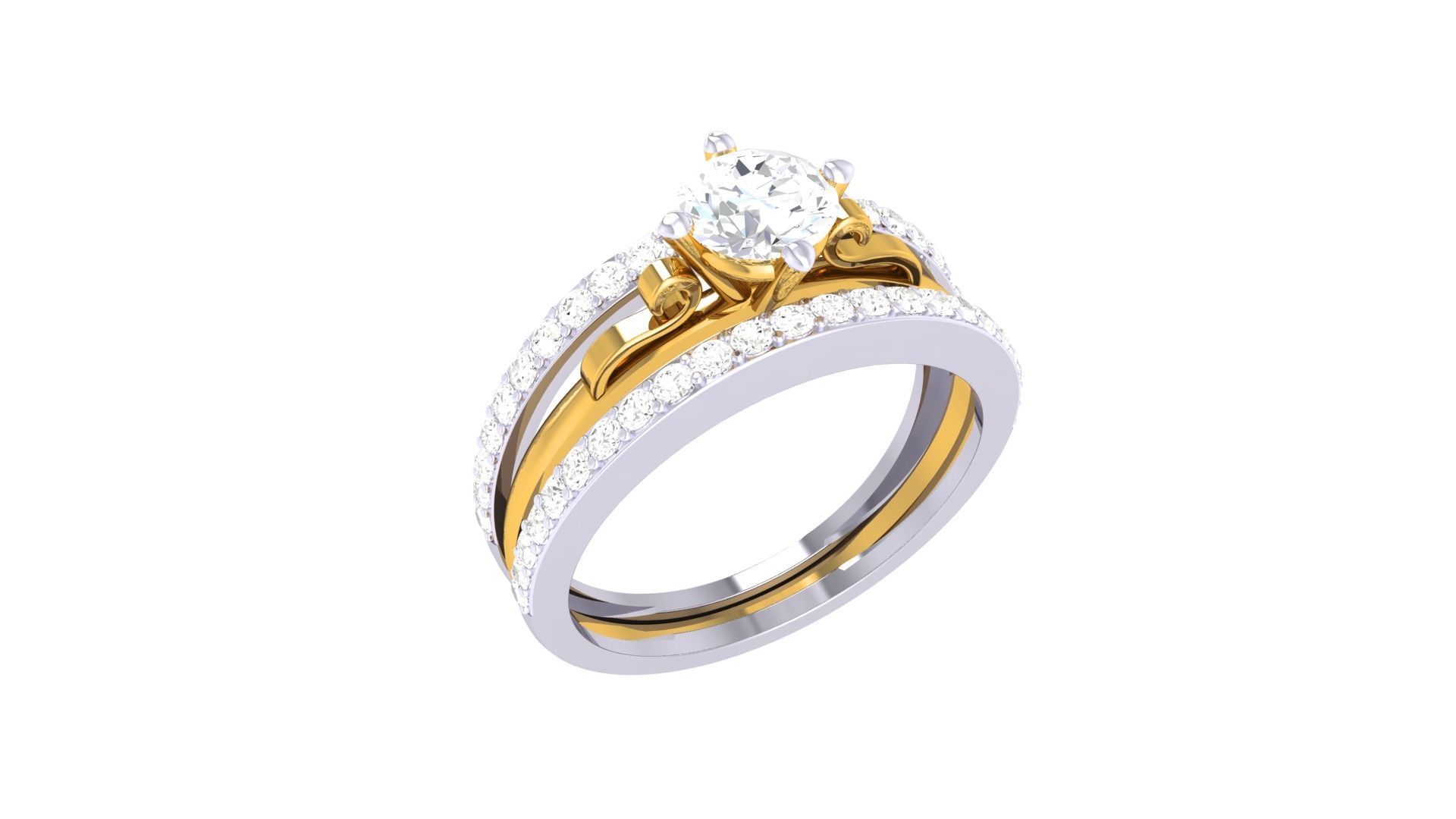 Women Solitaire Ring 3dm stl 3mf mtl gltf glb obj render detail 3D print model_4