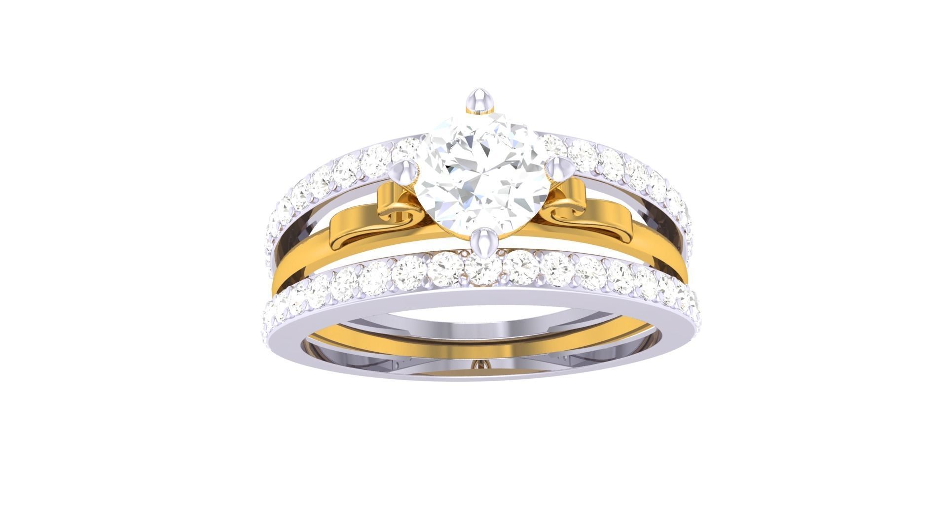 Women Solitaire Ring 3dm stl 3mf mtl gltf glb obj render detail 3D print model_7