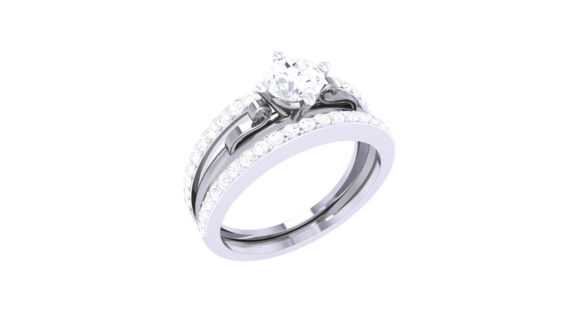 Women Solitaire Ring 3dm stl 3mf mtl gltf glb obj render detail 3D print model_6