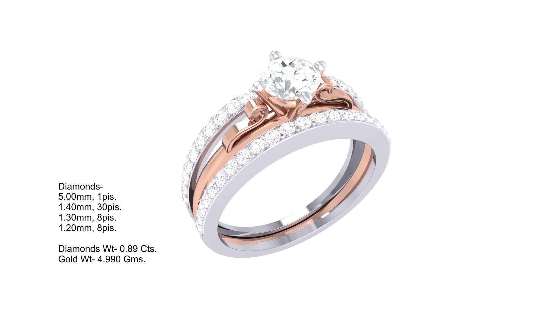 Women Solitaire Ring 3dm stl 3mf mtl gltf glb obj render detail 3D print model_1