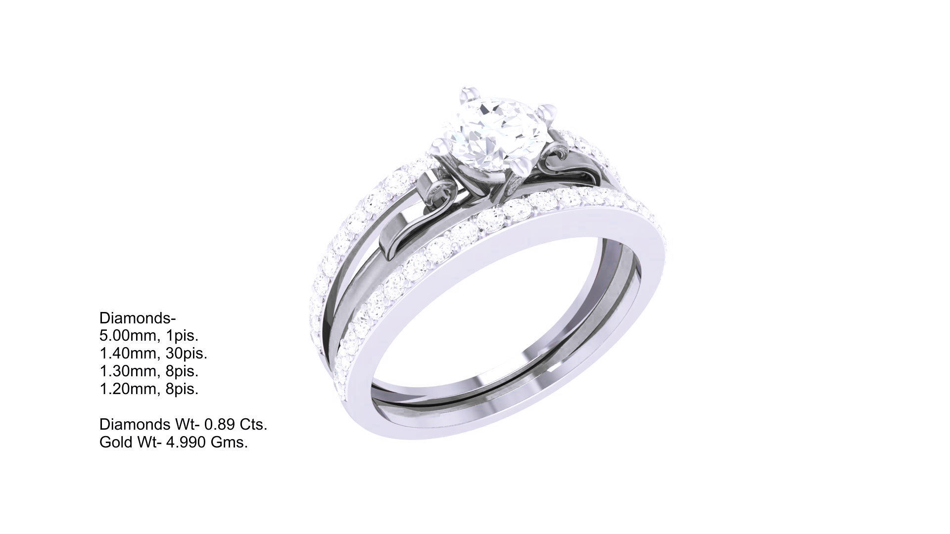 Women Solitaire Ring 3dm stl 3mf mtl gltf glb obj render detail 3D print model_3