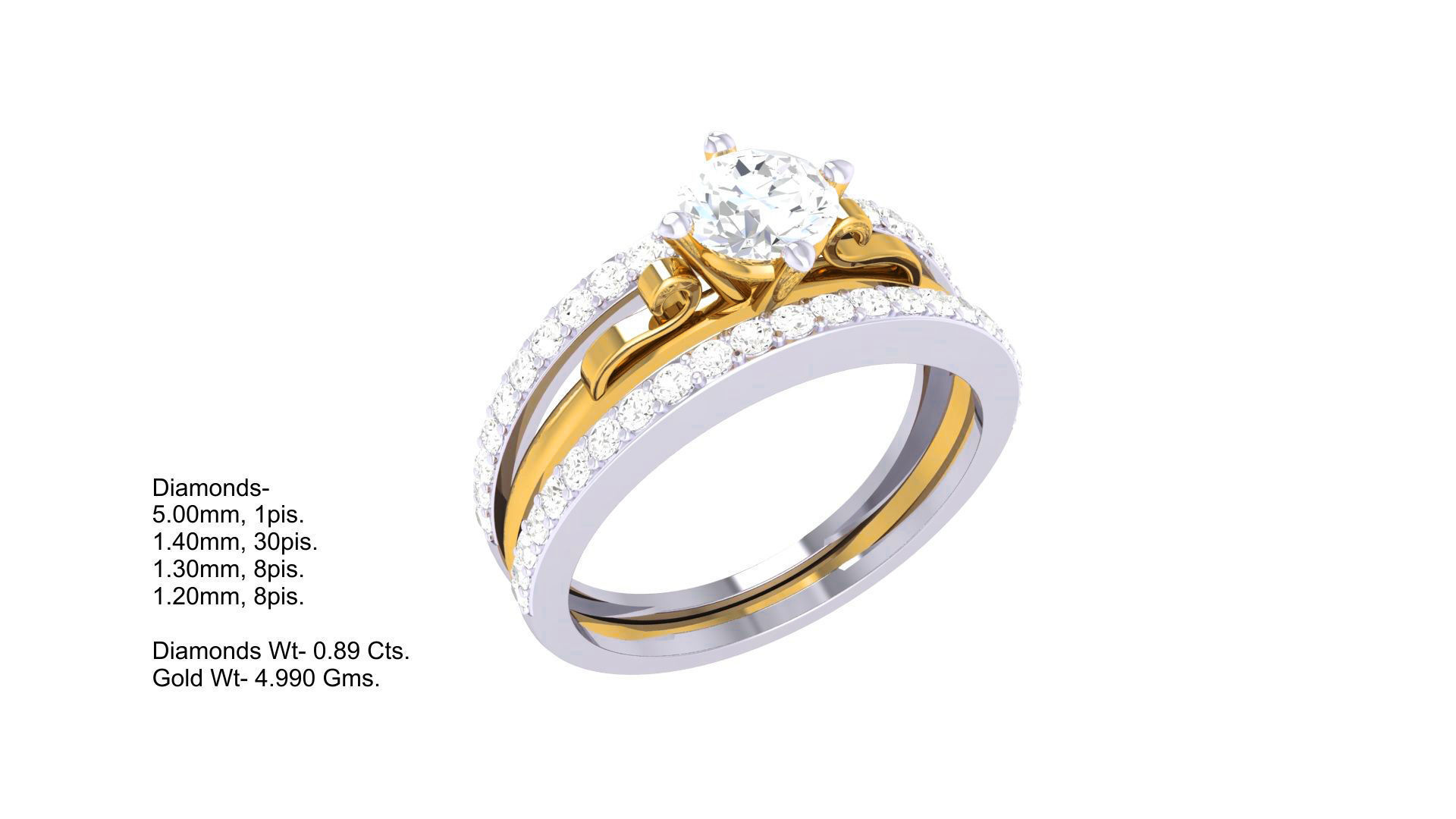 Women Solitaire Ring 3dm stl 3mf mtl gltf glb obj render detail 3D print model_2