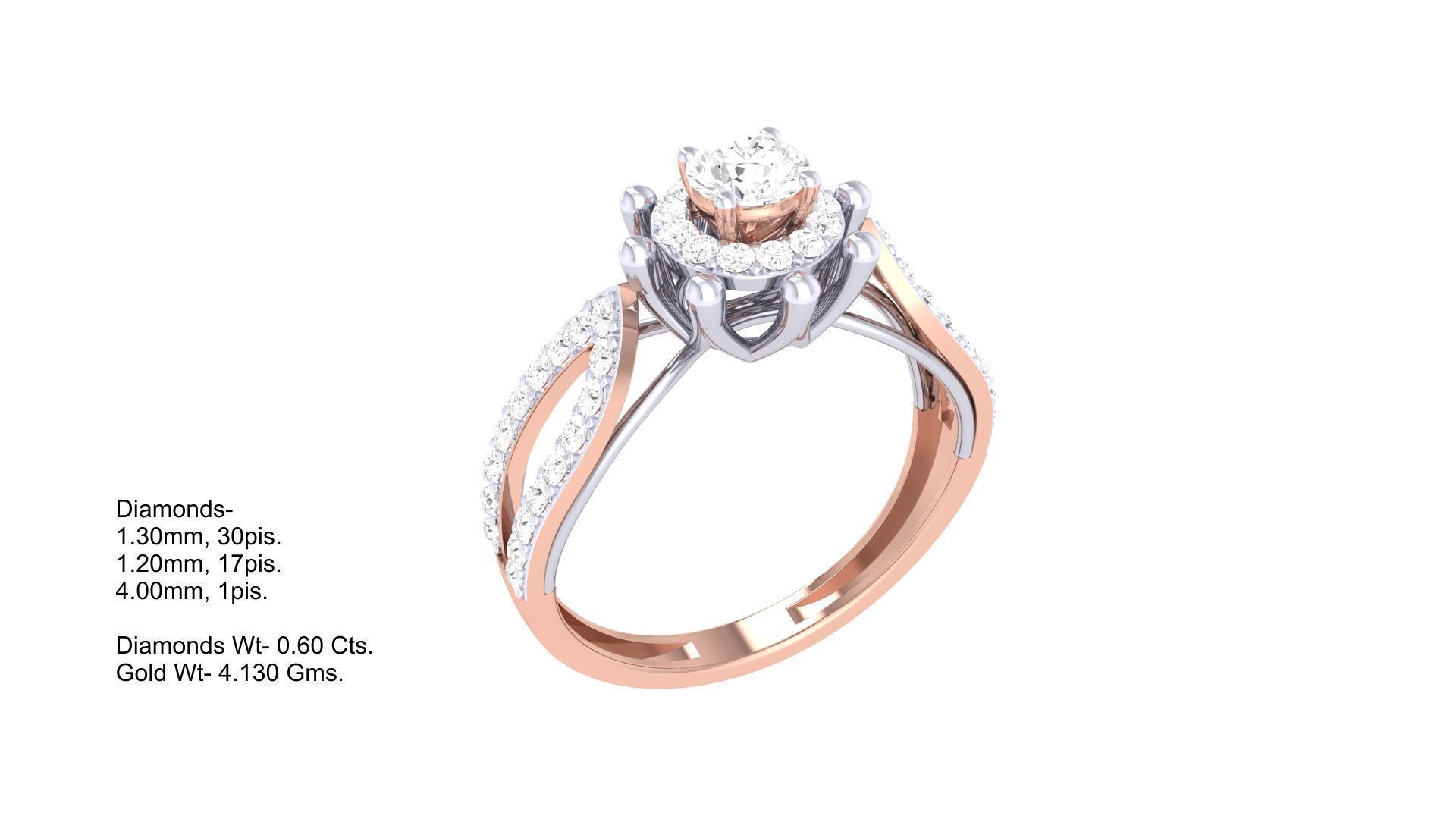 Women Solitaire Ring 3dm stl 3mf mtl gltf glb obj render detail 3D print model_1