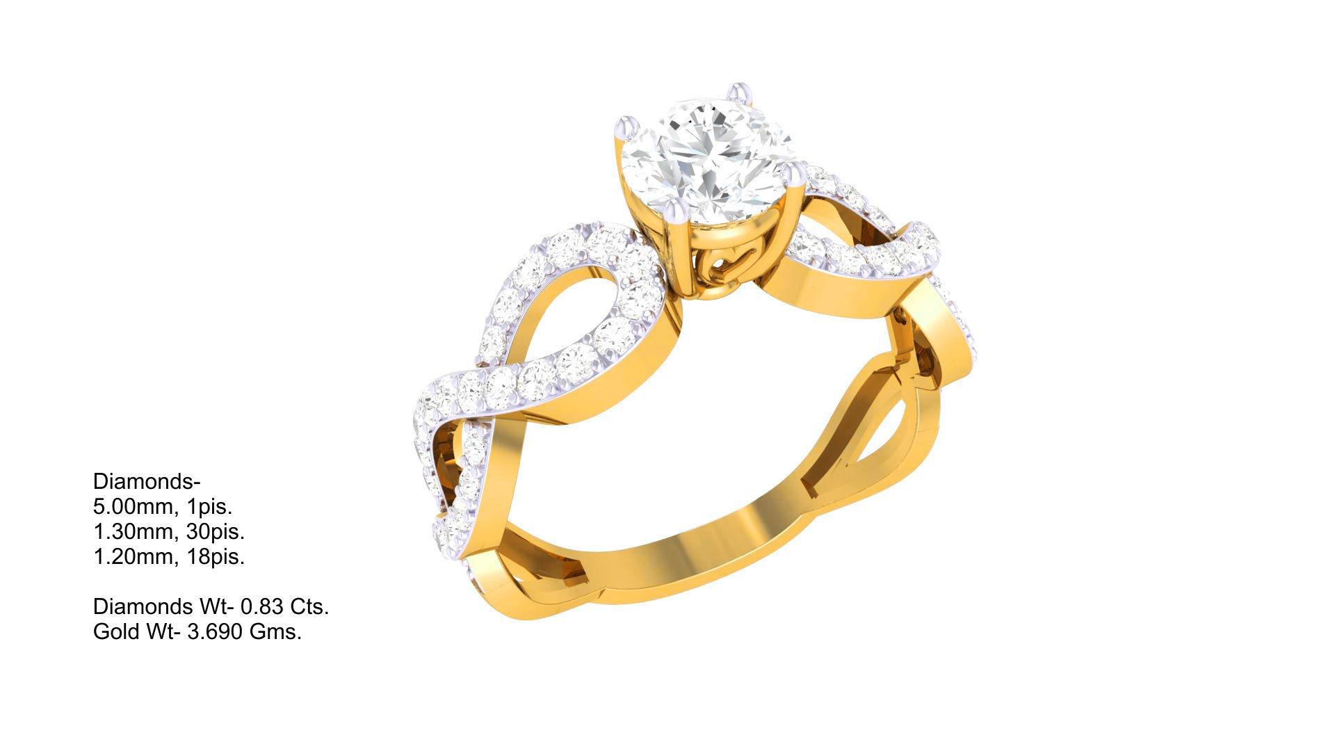 Women Solitaire Ring 3dm stl 3mf mtl gltf glb obj render detail 3D print model_3