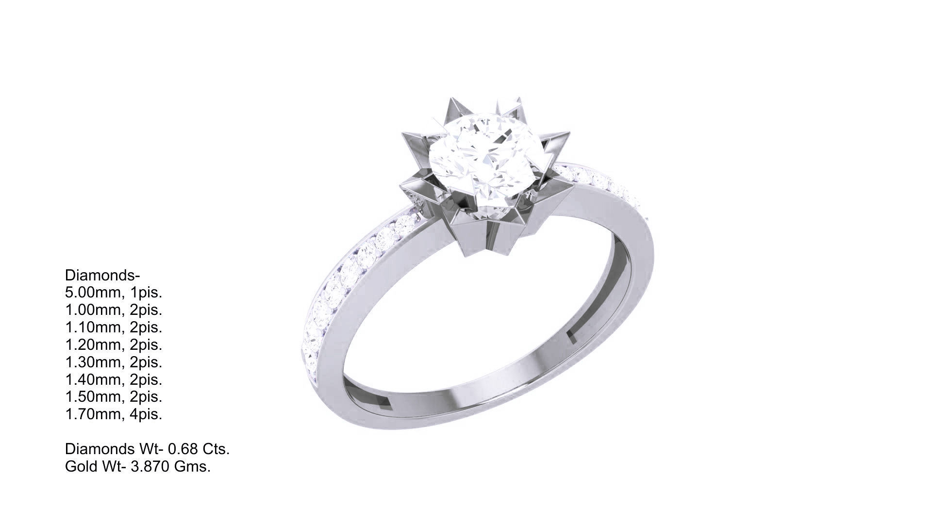 Women Solitaire Ring 3dm stl 3mf mtl gltf glb obj render detail 3D print model_3