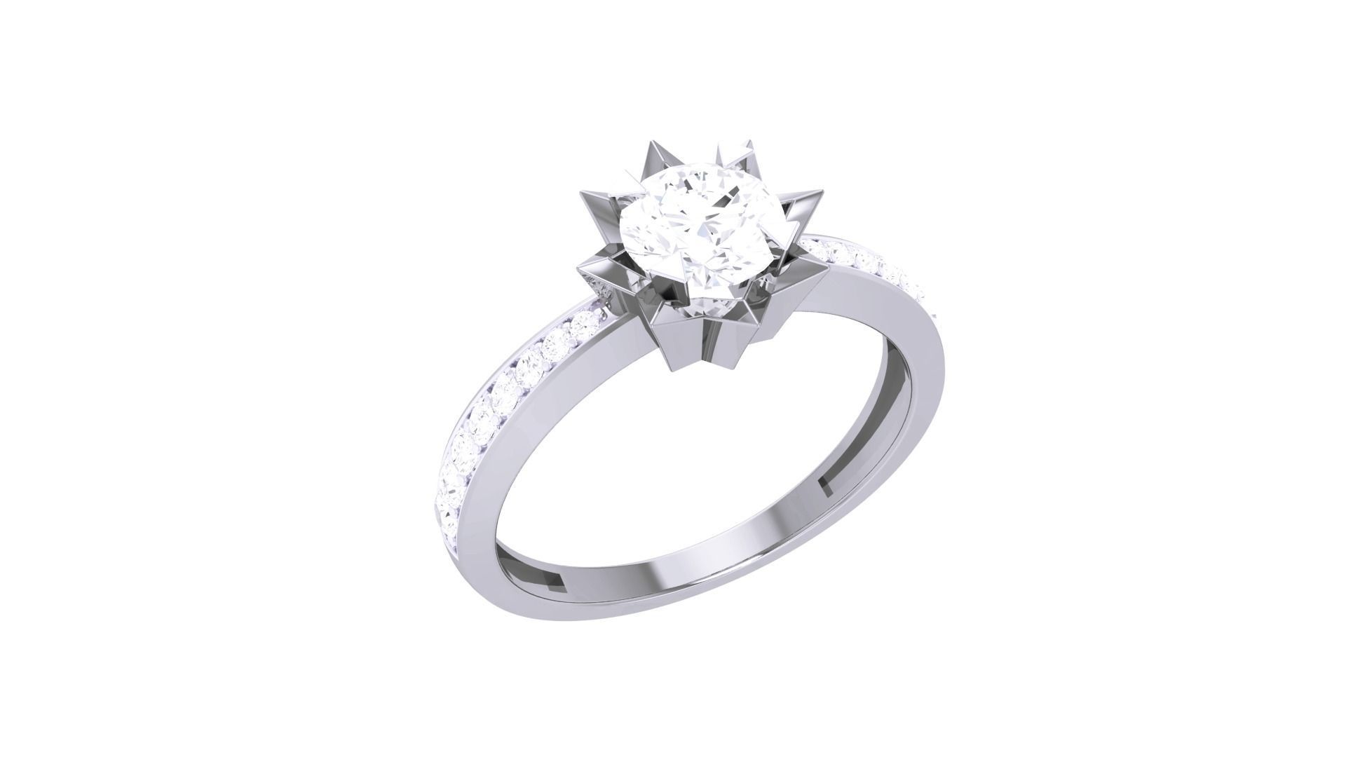 Women Solitaire Ring 3dm stl 3mf mtl gltf glb obj render detail 3D print model_5