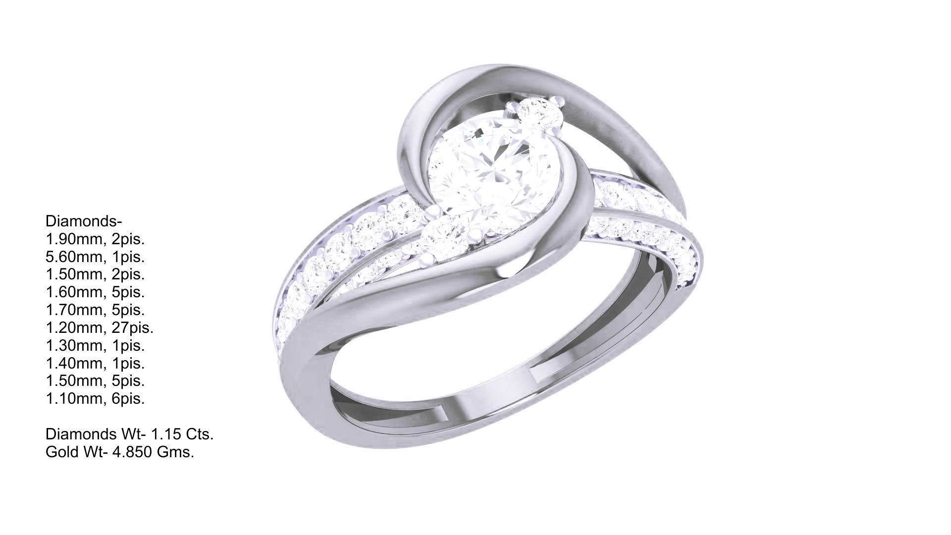 Women Solitaire Ring 3dm stl 3mf mtl gltf glb obj render detail 3D print model_3