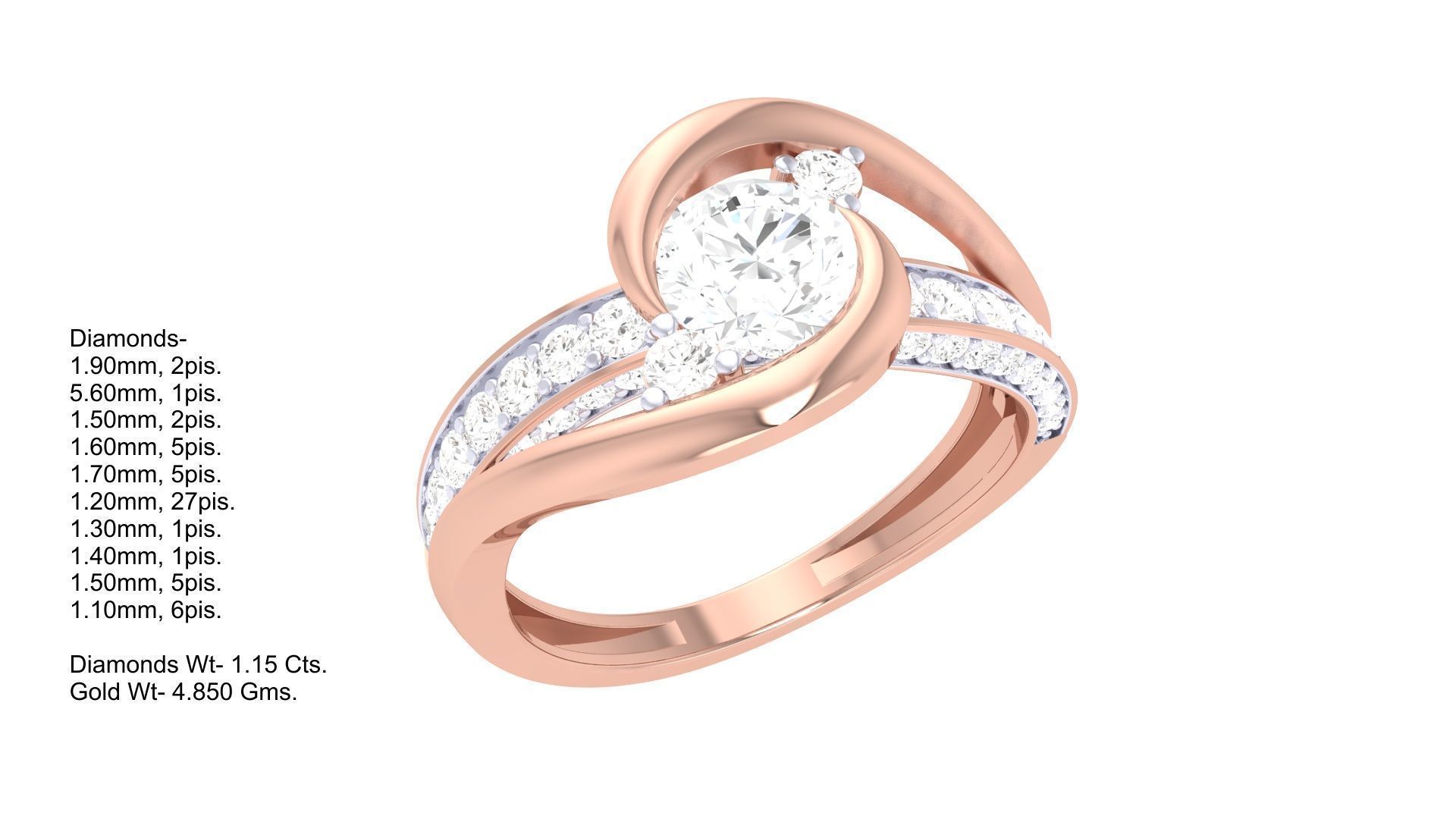 Women Solitaire Ring 3dm stl 3mf mtl gltf glb obj render detail 3D print model_1