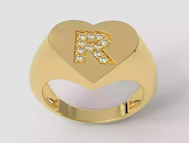 Heart Letter Ring - R