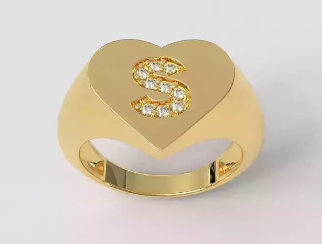  Heart Letter Ring - S