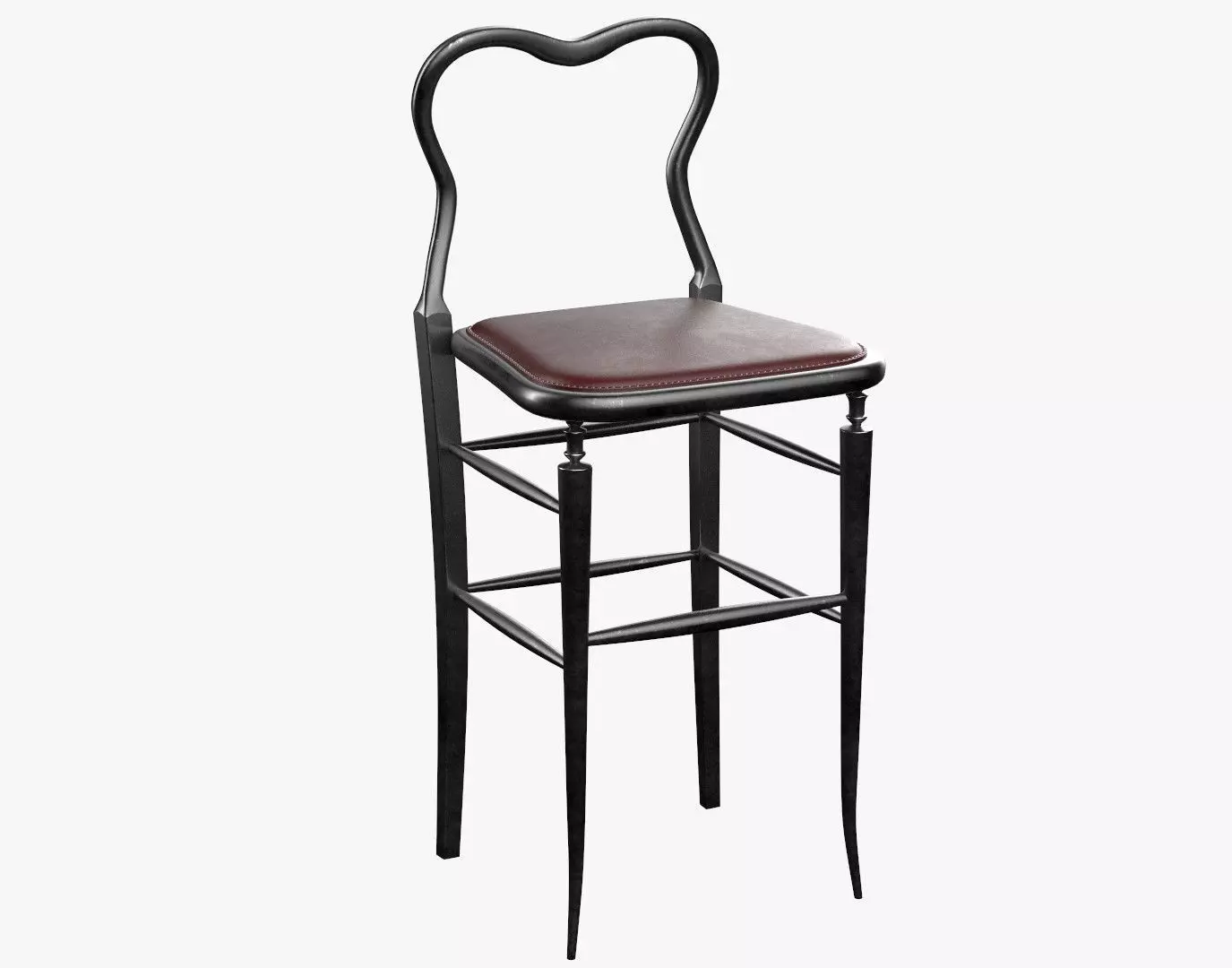 High Chair Clerks Chair No 9 Black Metal Version 3D model