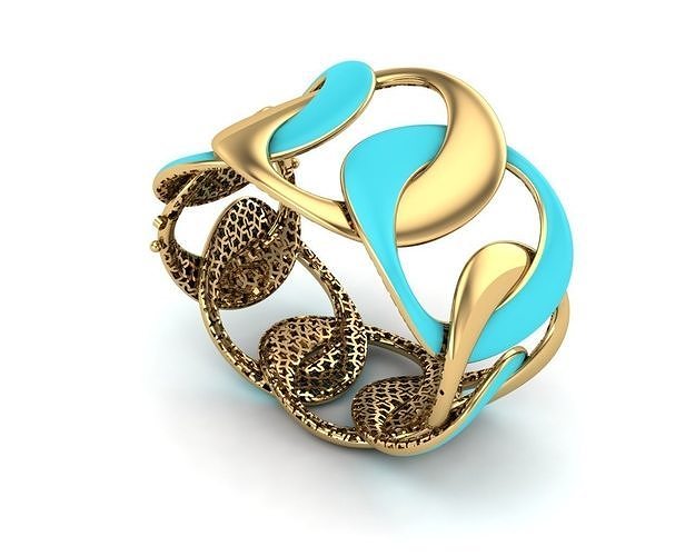 Direct casting mina gold bracelet and ring 3D model