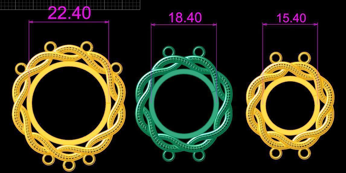 gold necklace 3D model_2