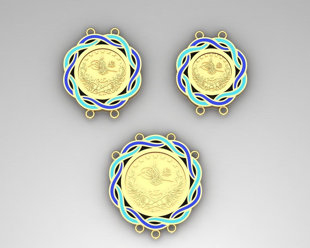 gold necklace 3D model_1