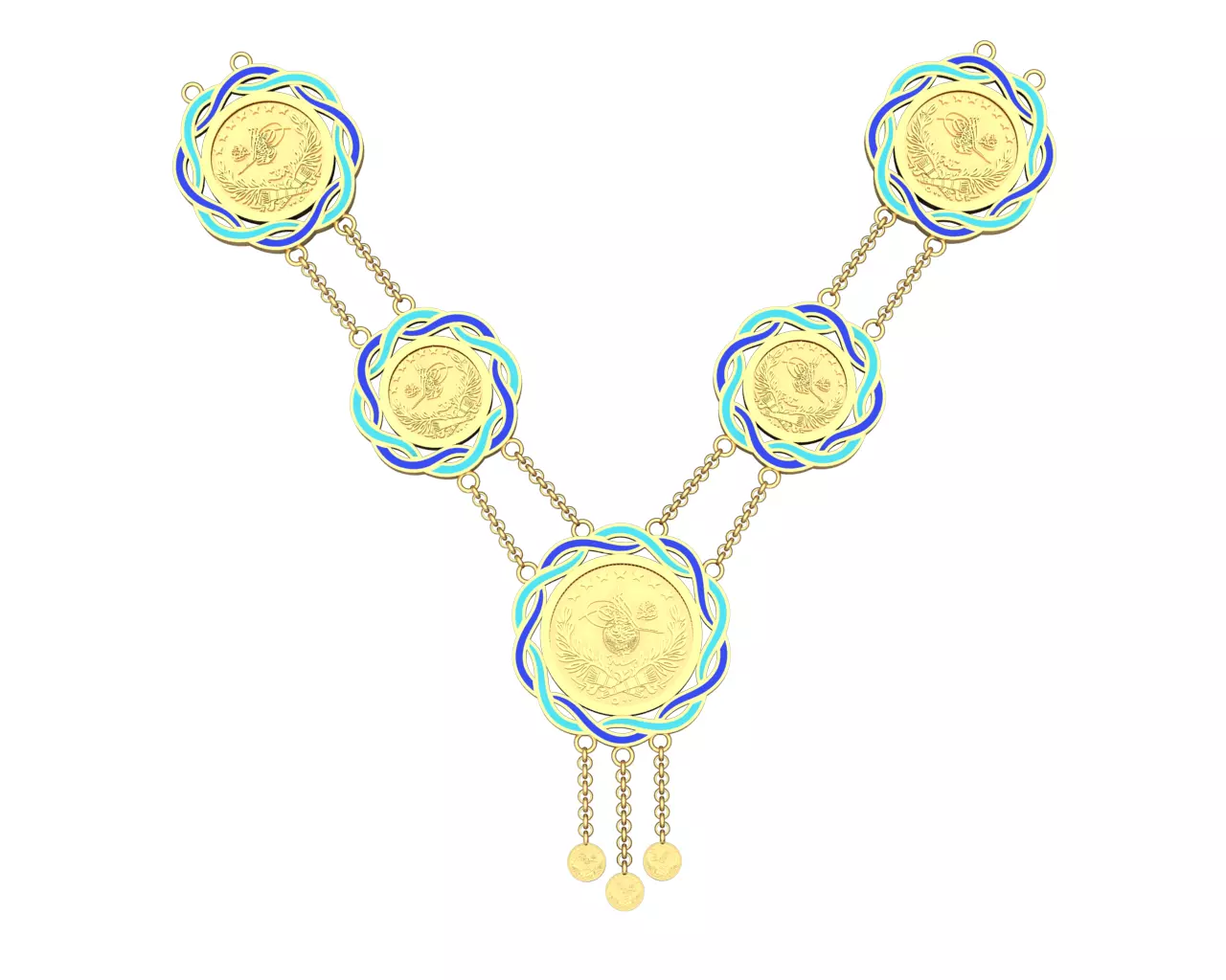 gold necklace 3D model_0