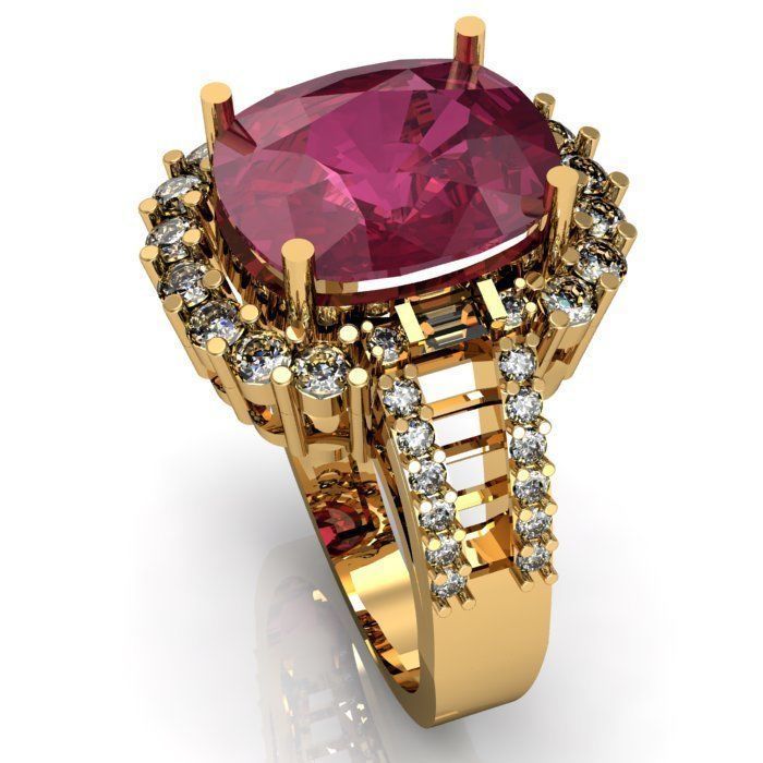 ruby daimond ring 3D print model_2