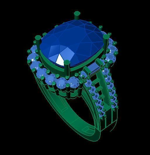 ruby daimond ring 3D print model_4