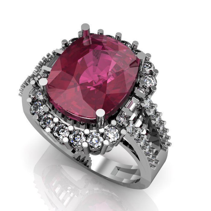 ruby daimond ring 3D print model_1