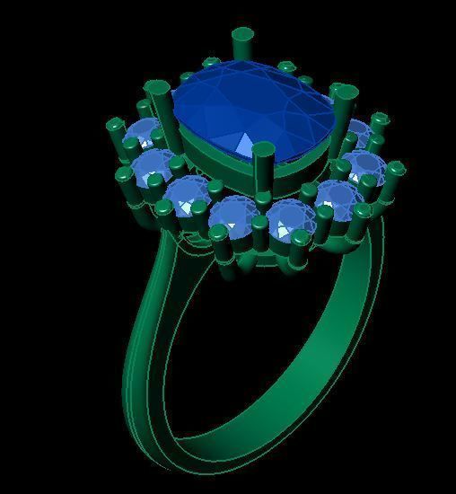 ruby daimond ring 3D print model_6