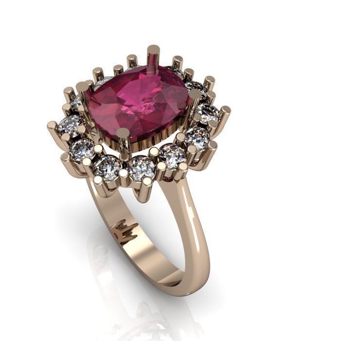 ruby daimond ring 3D print model_2