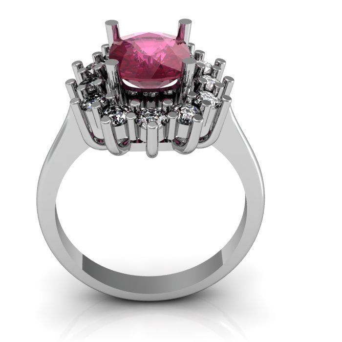 ruby daimond ring 3D print model_4