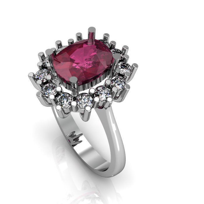 ruby daimond ring 3D print model_1