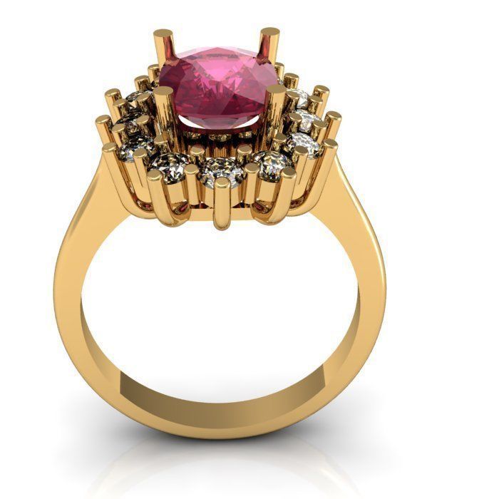 ruby daimond ring 3D print model_3