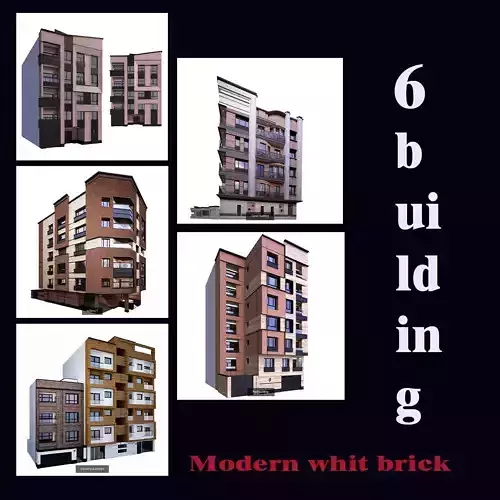 Modern building whit brick 2 3D Model Collection