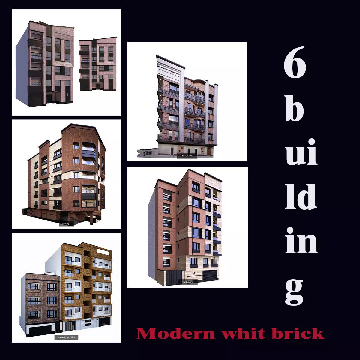 Modern building whit brick 2 3D Model Collection_0