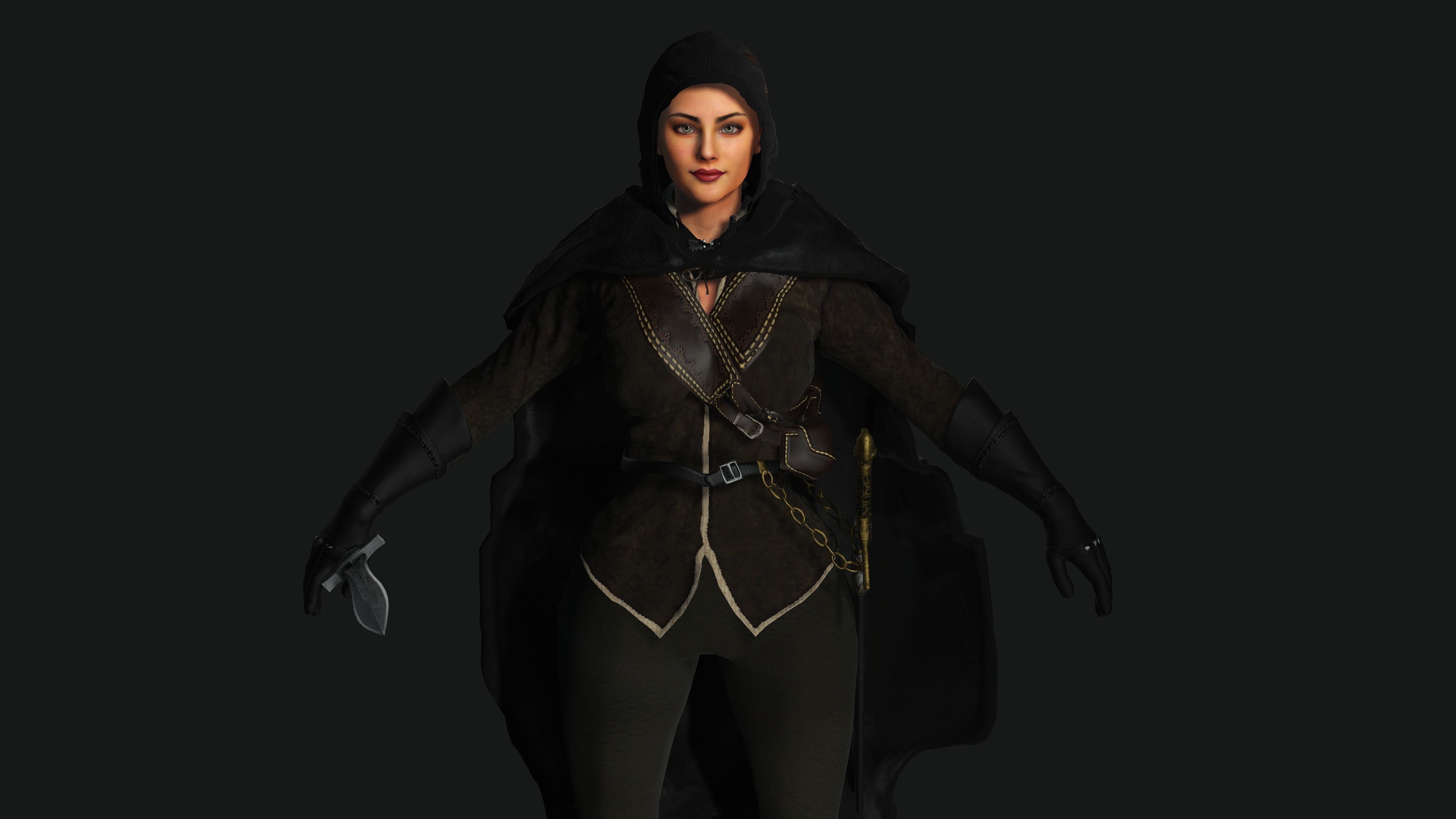 AAA 3D FANTASY WARRIOR  ASSASSIN - REALISTIC RIG GAME CHARACTER Low-poly 3D model_13