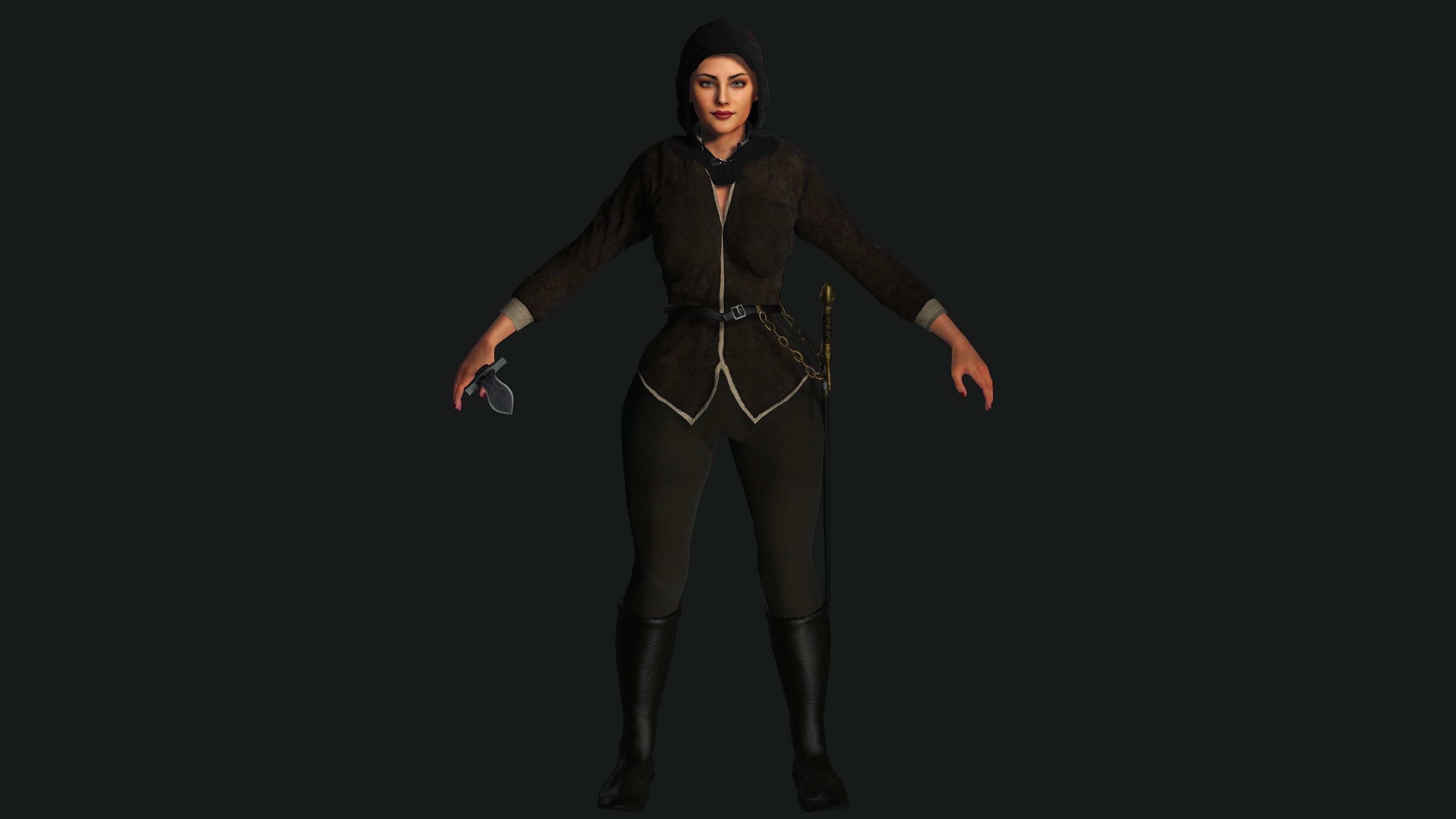 AAA 3D FANTASY WARRIOR  ASSASSIN - REALISTIC RIG GAME CHARACTER Low-poly 3D model_20