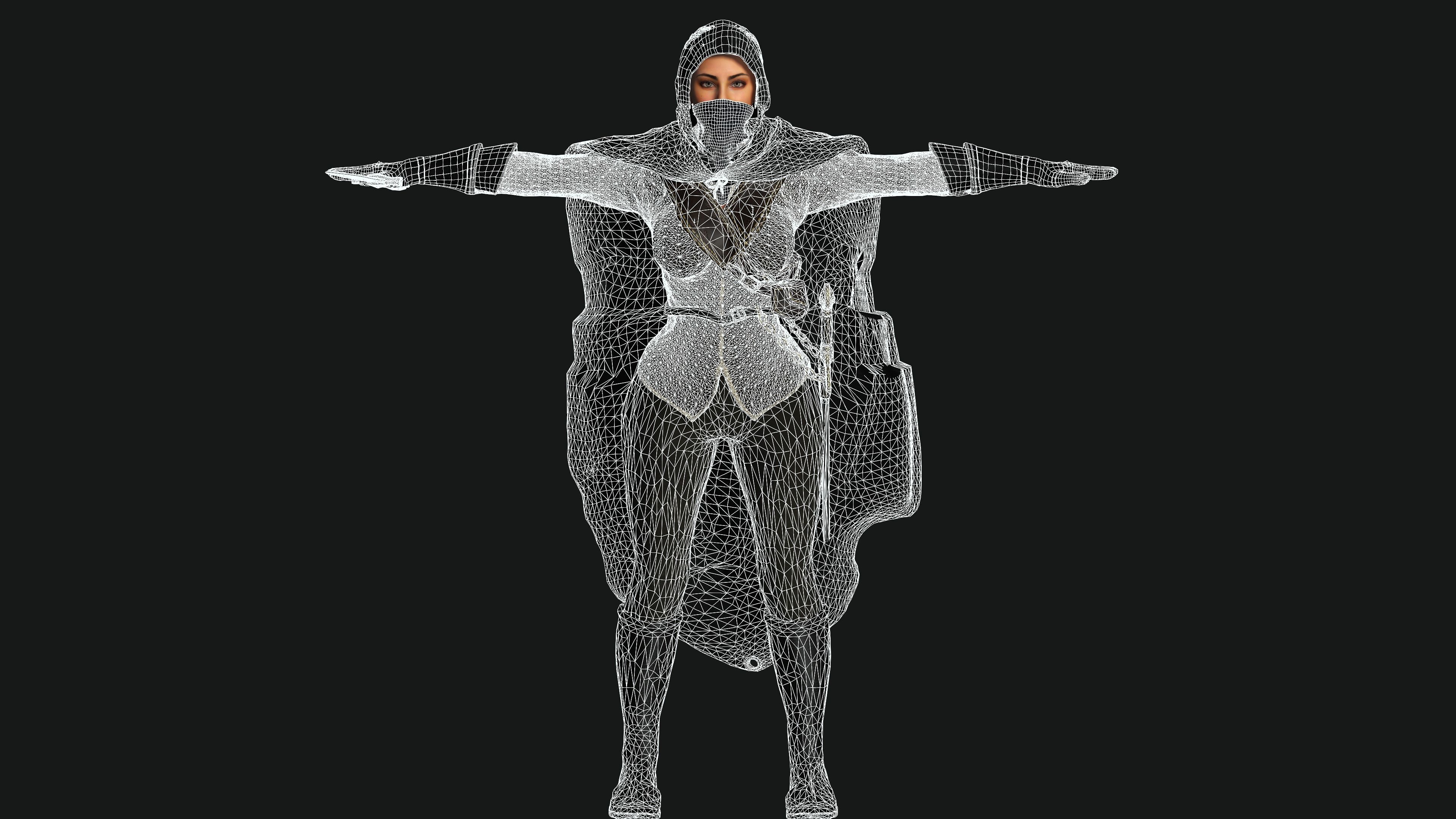 AAA 3D FANTASY WARRIOR  ASSASSIN - REALISTIC RIG GAME CHARACTER Low-poly 3D model_24