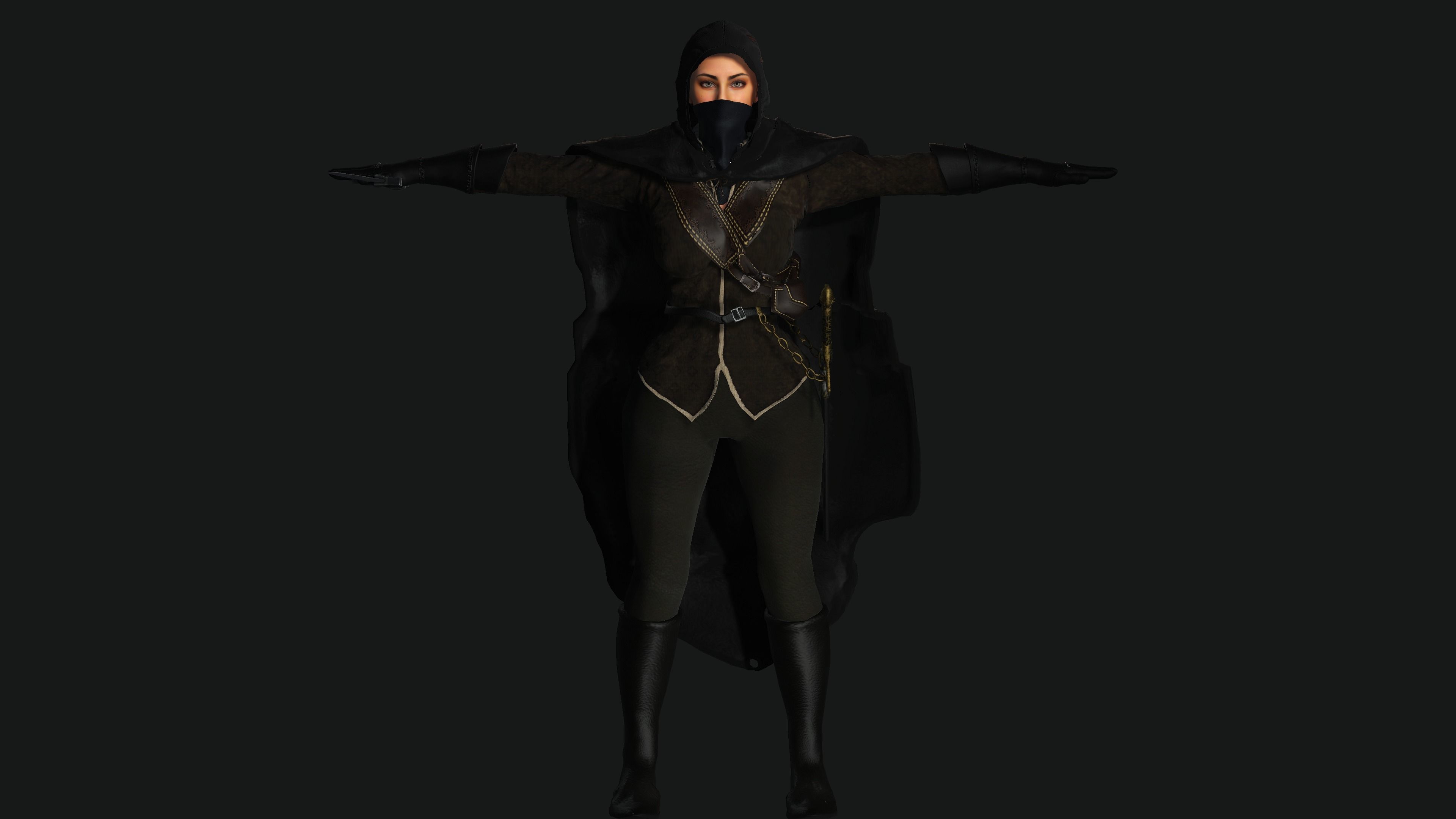 AAA 3D FANTASY WARRIOR  ASSASSIN - REALISTIC RIG GAME CHARACTER Low-poly 3D model_23