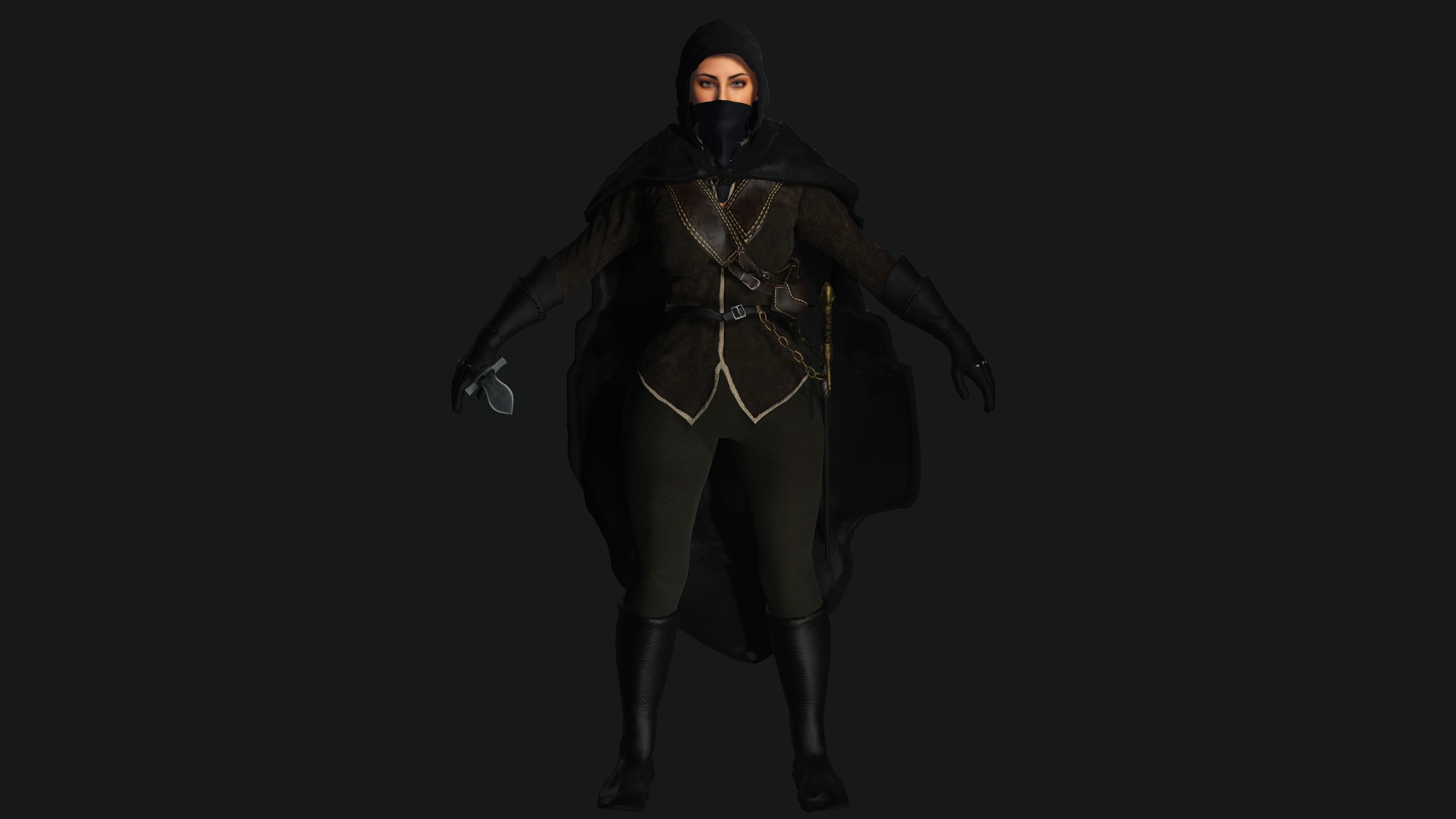 AAA 3D FANTASY WARRIOR  ASSASSIN - REALISTIC RIG GAME CHARACTER Low-poly 3D model_16