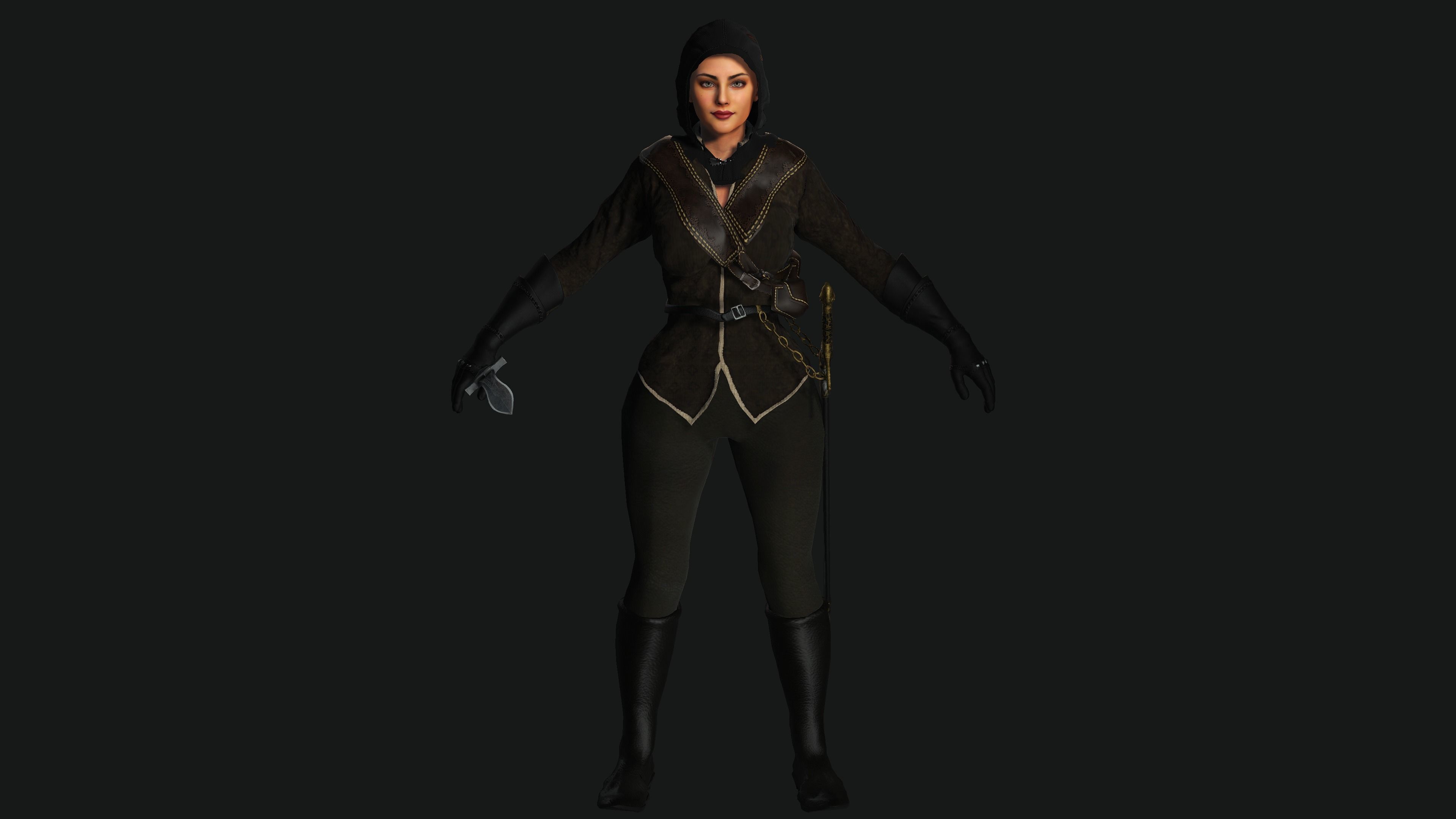 AAA 3D FANTASY WARRIOR  ASSASSIN - REALISTIC RIG GAME CHARACTER Low-poly 3D model_18