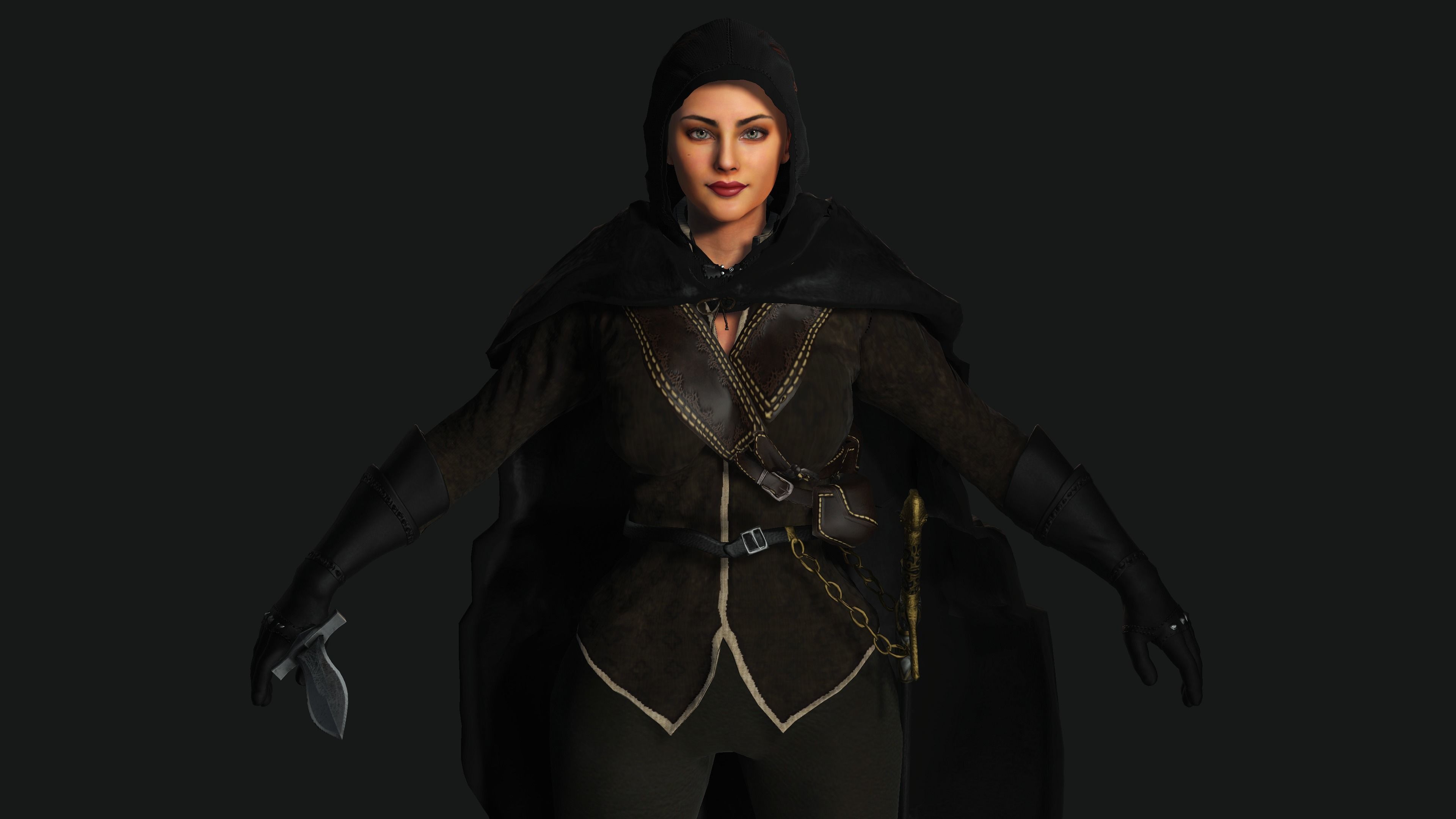 AAA 3D FANTASY WARRIOR  ASSASSIN - REALISTIC RIG GAME CHARACTER Low-poly 3D model_14